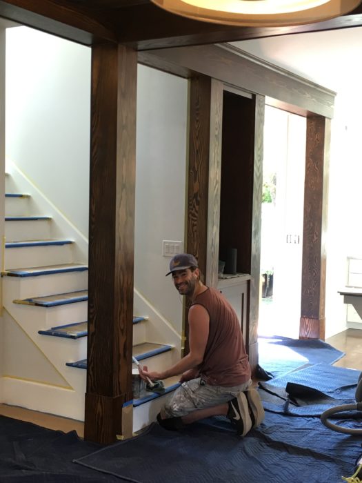 final touches on the stairs of a second story addition and whole house remodel in queen anne seattle