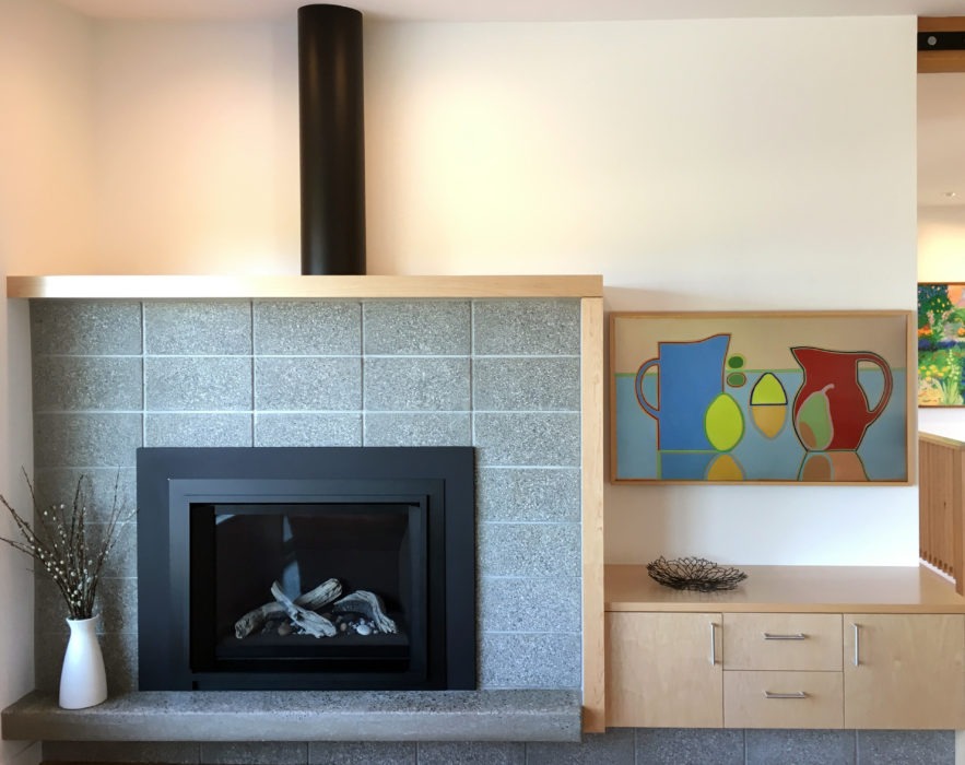 modern concrete block fireplace